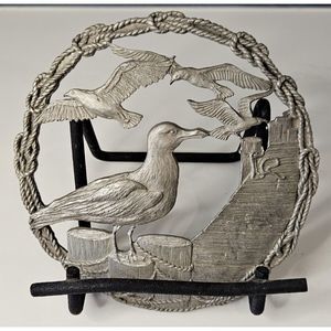 Rawcliffe 1989 Pewter Sea Gulls Trinket Bowl Lid (trinket bowl not included)